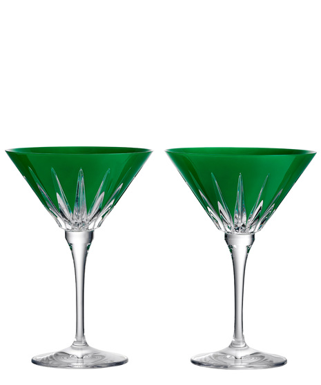 New Year Firework Green Martini Glasses, Set of 2