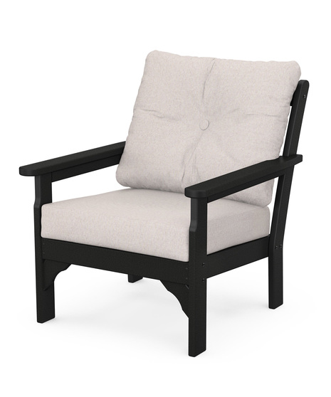 Vineyard Deep Seating Chair - Black/Dune Burlap