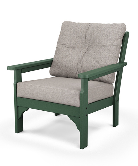 Vineyard Deep Seating Chair - Green/Weathered Tweed