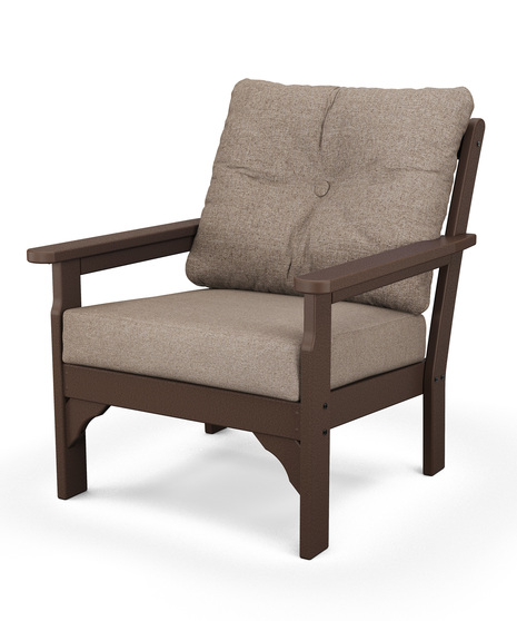 Vineyard Deep Seating Chair - Mahogany/Spiced Burlap