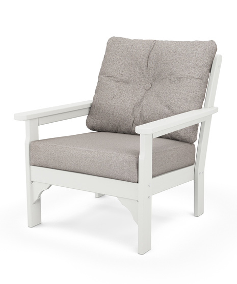 Vineyard Deep Seating Chair - Vintage White/Weathered Tweed
