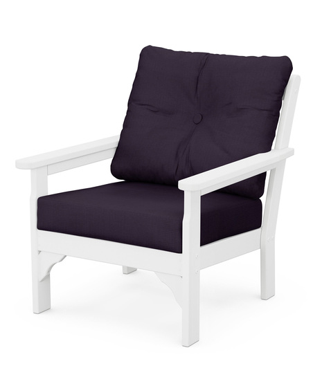 Vineyard Deep Seating Chair - White/Navy Linen