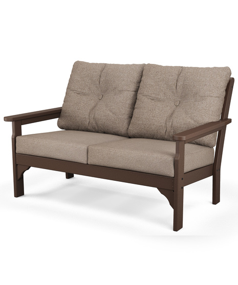 Vineyard Deep Seating Loveseat - Mahogany/Spiced Burlap