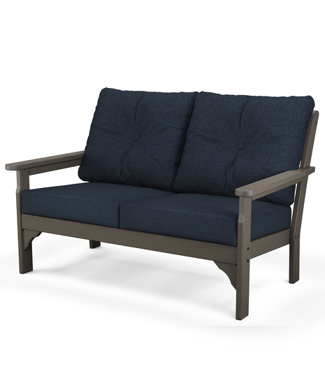 Vineyard Deep Seating Loveseat - Vintage Coffee/Marine Indigo