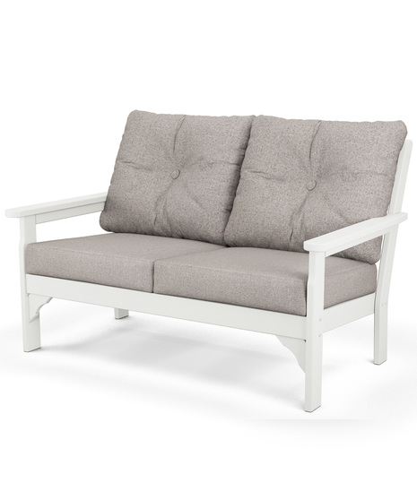 Vineyard Deep Seating Loveseat - Vintage White/Weathered Tweed