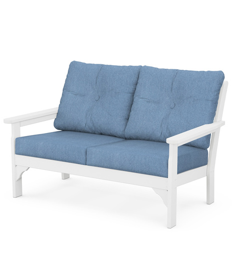 Vineyard Deep Seating Loveseat - White/Sky Blue