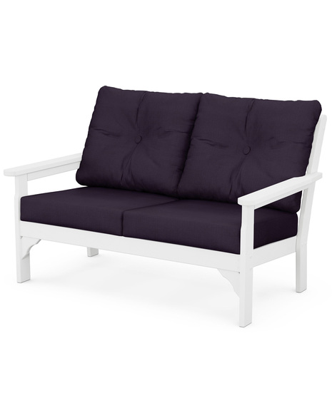 Vineyard Deep Seating Loveseat - White/Navy Linen