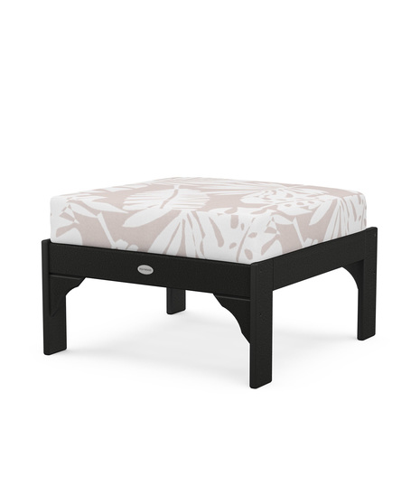 Vineyard Deep Seating Ottoman - Black/Leaf Dune Burlap
