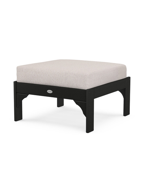 Vineyard Deep Seating Ottoman - Black/Dune Burlap