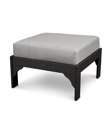 Vineyard Deep Seating Ottoman - Black/Canvas Granite