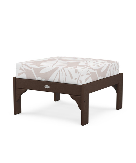 Vineyard Deep Seating Ottoman - Mahogany/Leaf Dune Burlap