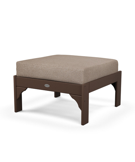 Vineyard Deep Seating Ottoman - Mahogany/Spiced Burlap