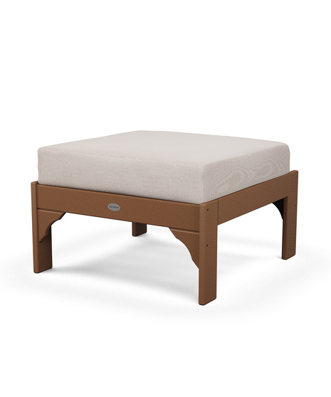 Vineyard Deep Seating Ottoman - Teak/Dune Burlap