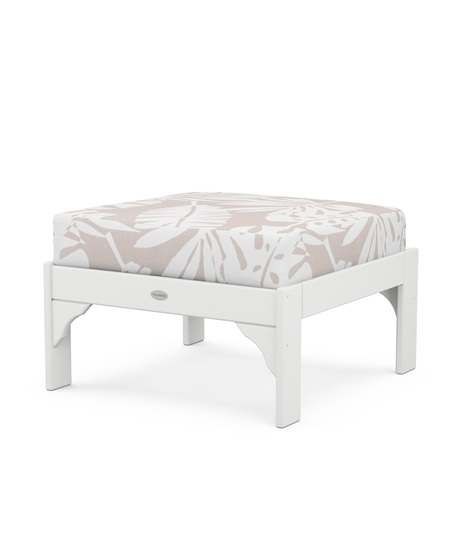 Vineyard Deep Seating Ottoman - White/Leaf Dune Burlap