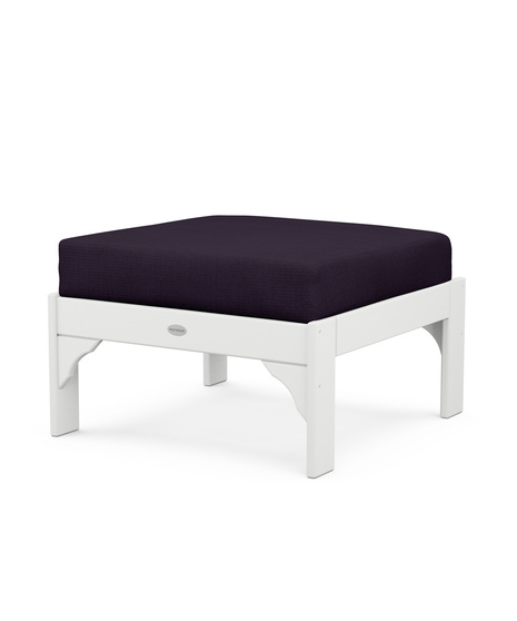 Vineyard Deep Seating Ottoman - White/Navy Linen
