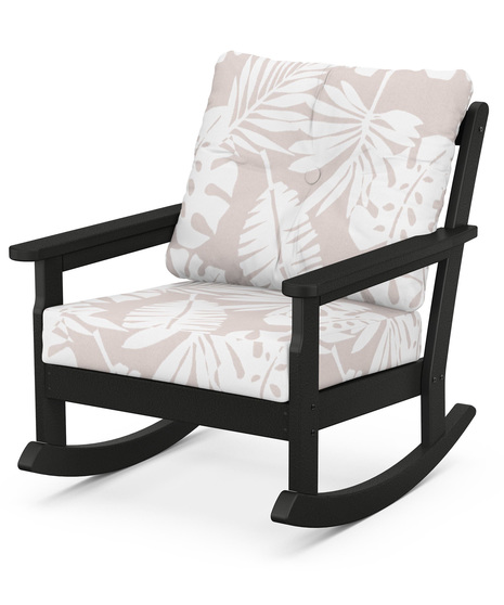 Vineyard Deep Seating Rocking Chair - Black/Leaf Dune Burlap