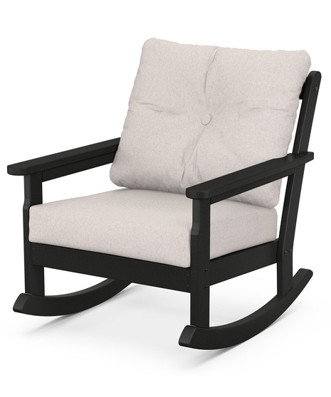 Vineyard Deep Seating Rocking Chair - Black/Dune Burlap