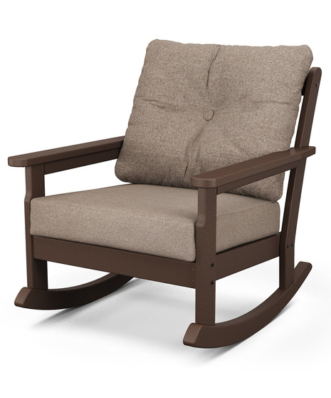 Vineyard Deep Seating Rocking Chair - Mahogany/Spiced Burlap