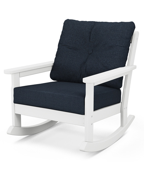 Vineyard Deep Seating Rocking Chair - White/Marine Indigo