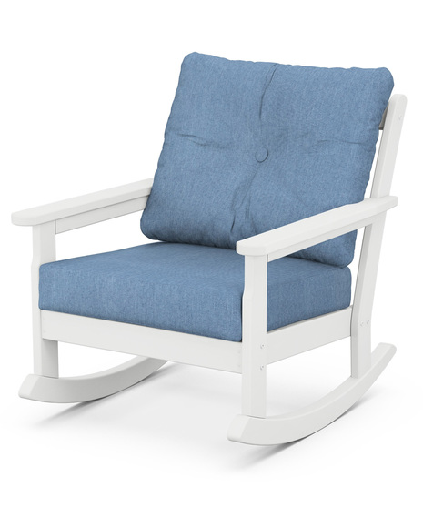 Vineyard Deep Seating Rocking Chair - White/Sky Blue