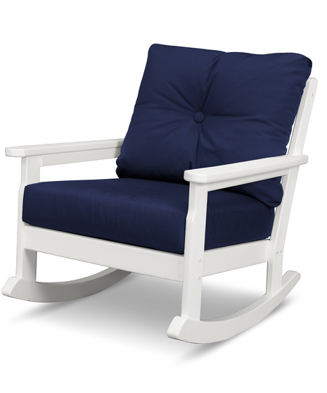 Vineyard Deep Seating Rocking Chair - White/Navy