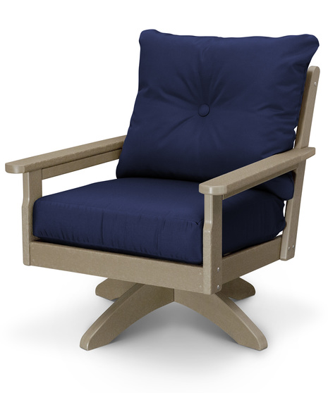 Vineyard Deep Seating Swivel Chair - Vintage Sahara/Navy