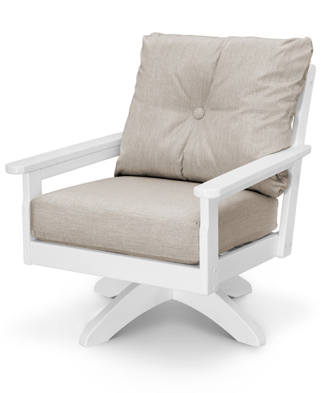 Vineyard Deep Seating Swivel Chair - Vintage White/Cast Ash