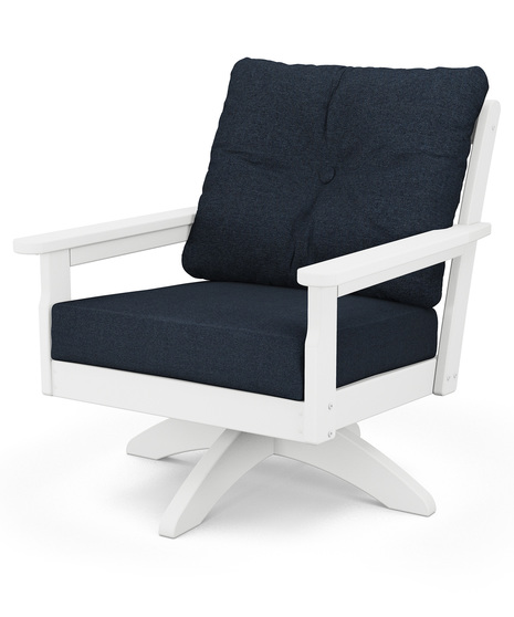 Vineyard Deep Seating Swivel Chair - White/Marine Indigo
