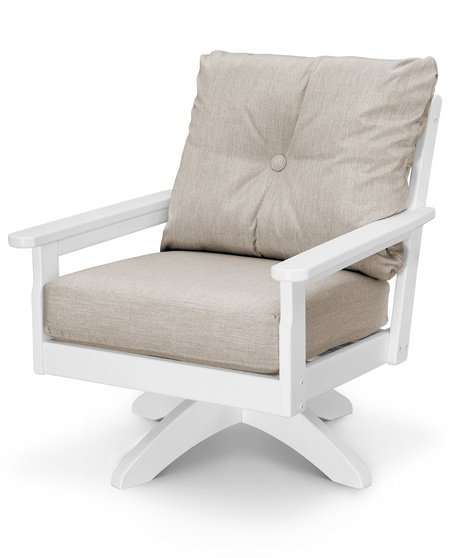 Vineyard Deep Seating Swivel Chair - White/Cast Ash