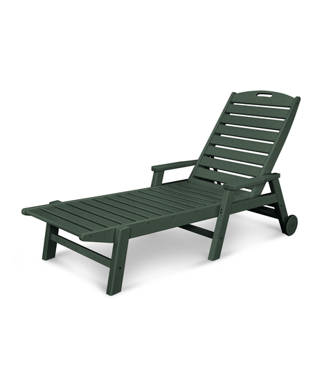 Nautical Chaise with Arms & Wheels - Green