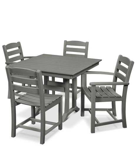 This classic set seats up to four guests.  The La Casa Café Dining Chairs are contoured for comfort while the Farmhouse 37