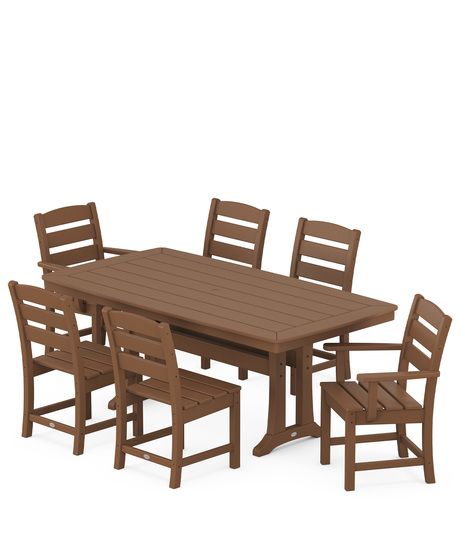 Lakeside 7-piece dining set: Comfortable dining chairs from the Lakeside Collection have been  paired with a  trestle-style table from our Nautical Collection