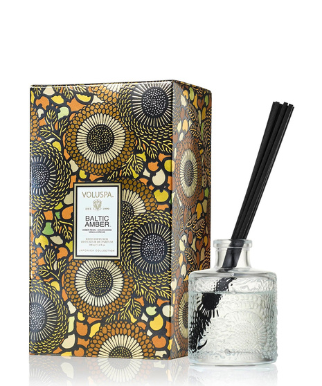 Voluspa’s fragrant diffuser oil is hand-poured into an embossed glass vessel for a subtle pop of elegant décor.  4-6 months.