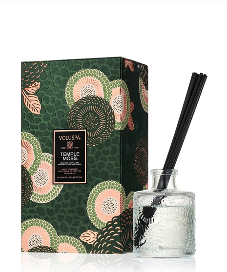 Voluspa’s fragrant diffuser oil is hand-poured into an embossed glass vessel for a subtle pop of elegant décor.  4-6 months.