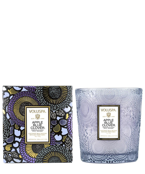 Voluspa's unique coconut wax blend is hand-poured into a 9 oz. embossed glass jar with decorative gift box.  60 hours