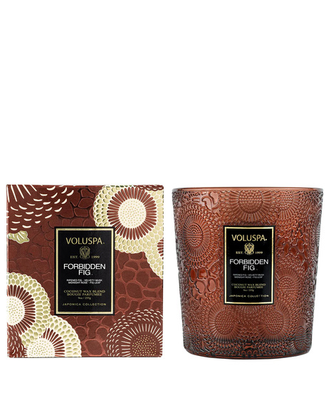Voluspa's unique coconut wax blend is hand-poured into a 9 oz. embossed glass jar with decorative gift box.  60 hours