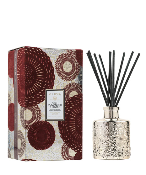 Voluspa’s fragrant diffuser oil is hand-poured into an embossed glass vessel for a subtle pop of elegant décor.  4-6 months.