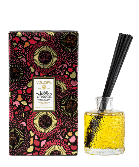 Voluspa’s fragrant diffuser oil is hand-poured into an embossed glass vessel for a subtle pop of elegant décor.  4-6 months.