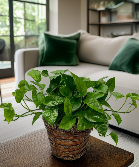 6-inch Pothos Plant with heart-shaped leaves. Easy-care vining houseplant that tolerates various light conditions—perfect for home or office.