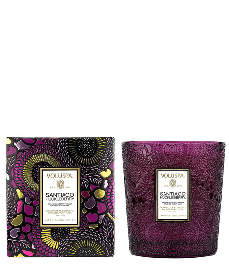 Voluspa's unique coconut wax blend is hand-poured into a 9 oz. embossed glass jar with decorative gift box.  60 hours