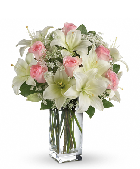 Heavenly hues and pretty petals are in perfect harmony in this gorgeous arrangement. Lovely for a birthday, anniversary or just because, it's simply stunning!