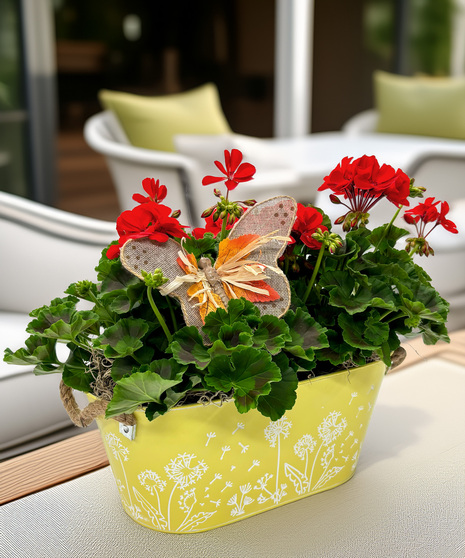 Triple Geranium Planter - blooms that last