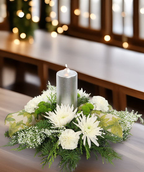 White Christmas - elegant all-white blooms with a sparkling holiday touch