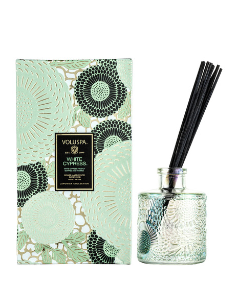 Voluspa’s fragrant diffuser oil is hand-poured into an embossed glass vessel for a subtle pop of elegant décor.  4-6 months.
